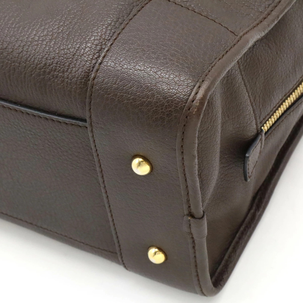 LOEWE Amazona Anagram Handbag Boston Bag Leather Brown - Picture 3 of 8